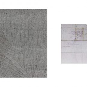 For you who loved me enough to let me go,2012, drawing on paper and love letter from the past,56x77 cm and 32x39.5 cm